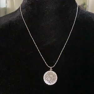 Silver Rhinestone Letter C Coin Initial Necklace